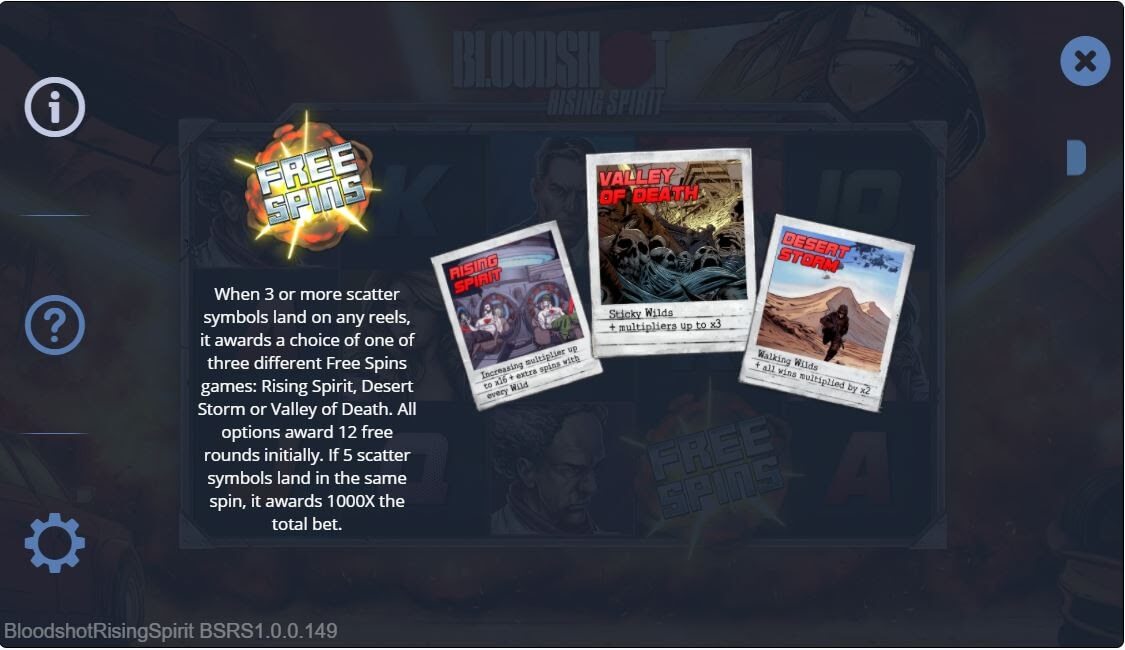 Pariplay Bloodshot Rising Spirit Online Slot Special Features